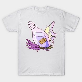 Purple Wings: Glass Bottle with Lilac Water and Grass T-Shirt